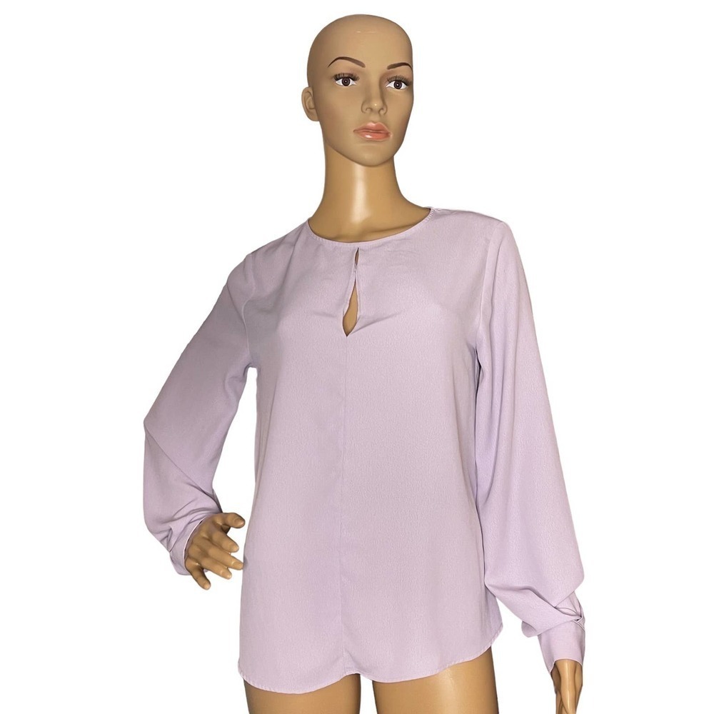 H&M Women's Bishop Sleeve Slit detail Blouse in Lilac Size 4